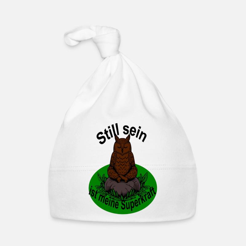 Stille ist eine Tugend, in der Meditation - Eule Baby Bio-Mütze