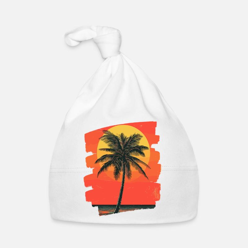 Palm Tree Sunset Summer Sun Organic Baby Cap