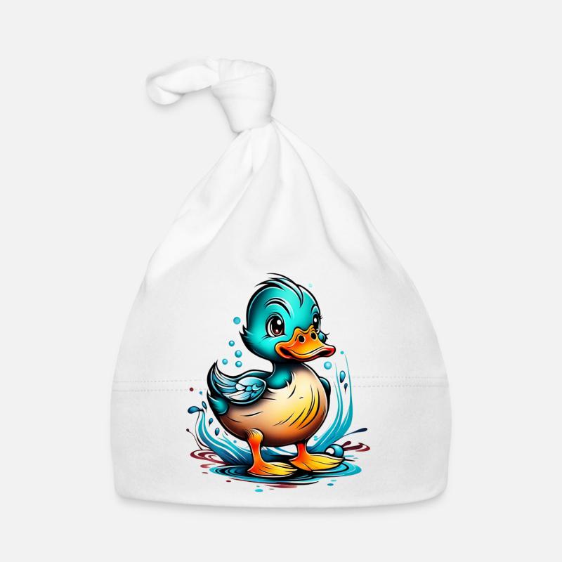 Cute duck design with water details Organic Baby Cap