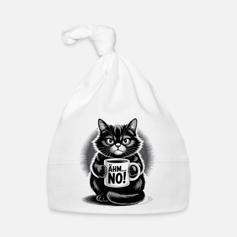 Ähm... No! Katze Mit Kaffee Humor Baby Bio-Mütze