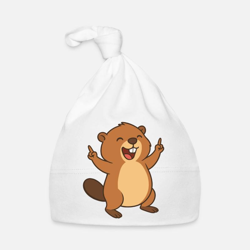 Plaisir joyeux du castor - Bonnet bio Bébé - blanc