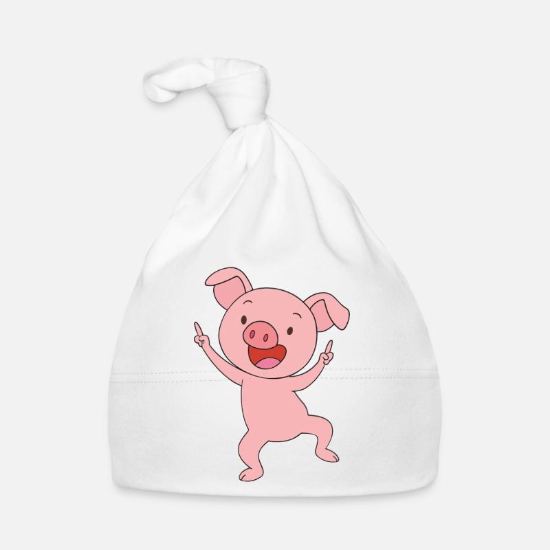 Rosa Glücksferkel Baby Bio-Mütze