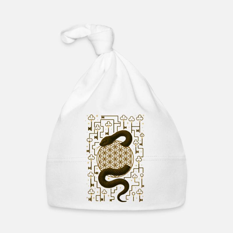 Serpent Fleur de Vie Design Ésotérique Bonnet bio Bébé