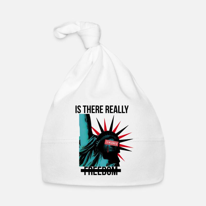 Rebellious Statue with Censorship Elements Organic Baby Cap