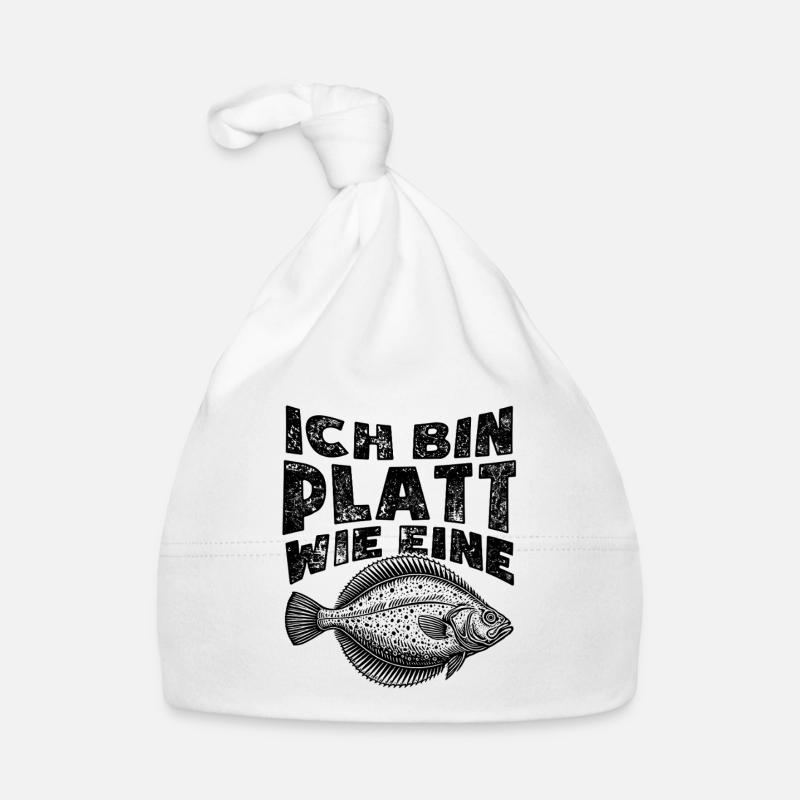 Ich bin platt wie eine Flunder - Spruch Baby Bio-Mütze
