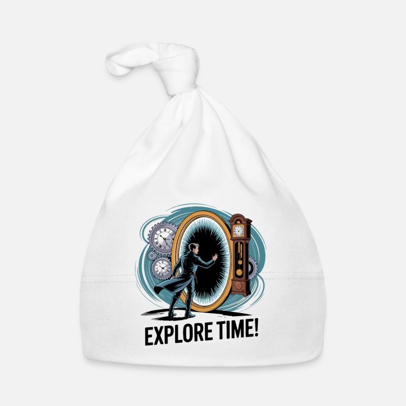 Explore Time Surreal Clock Design Organic Baby Cap