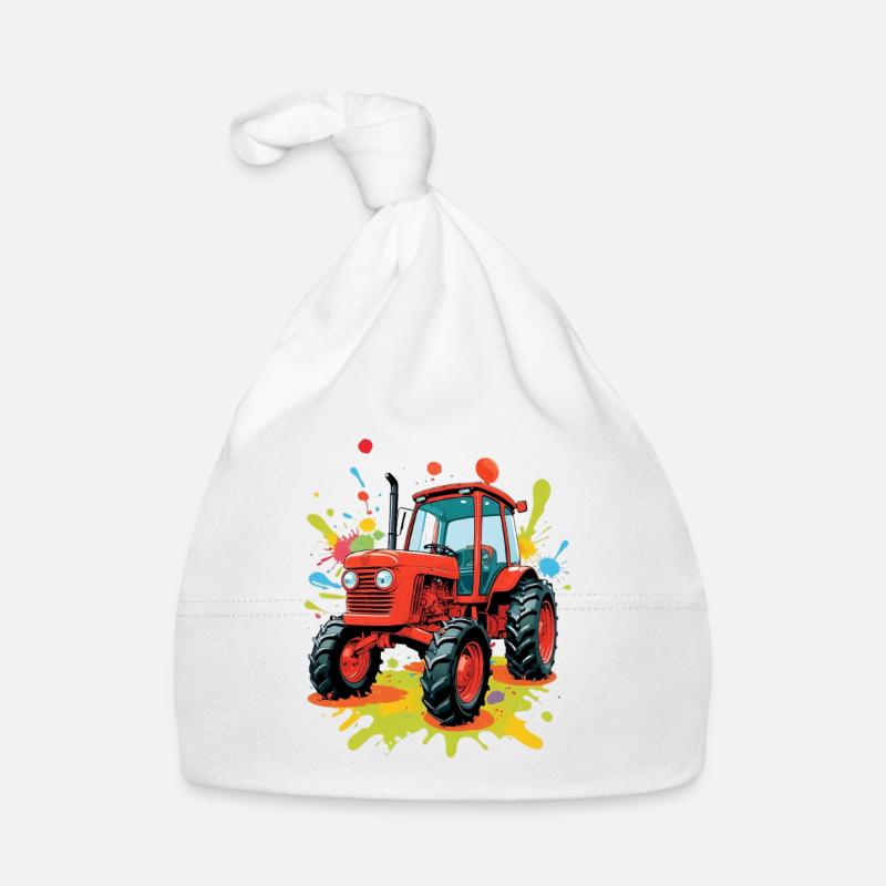 Farbenfroher Traktor Kunstdesign Baby Bio-Mütze