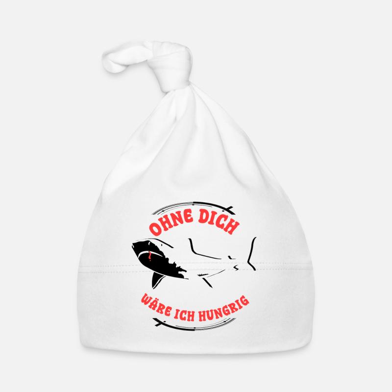 big white shark funny saying Organic Baby Cap