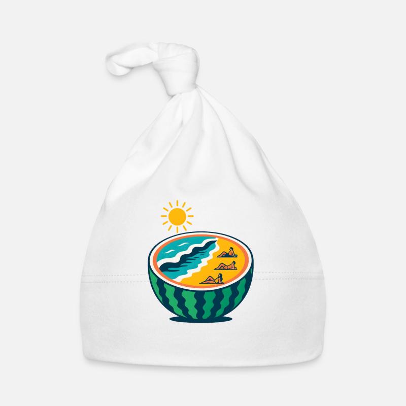 Coucher de soleil sur la plage, yoga, amoureux de pastèque Bonnet bio Bébé