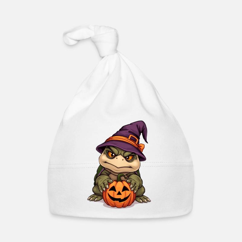 Cute Halloween goblin with pumpkin Organic Baby Cap