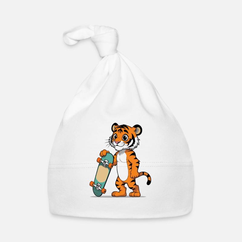 Artistic tiger with skateboard Organic Baby Cap