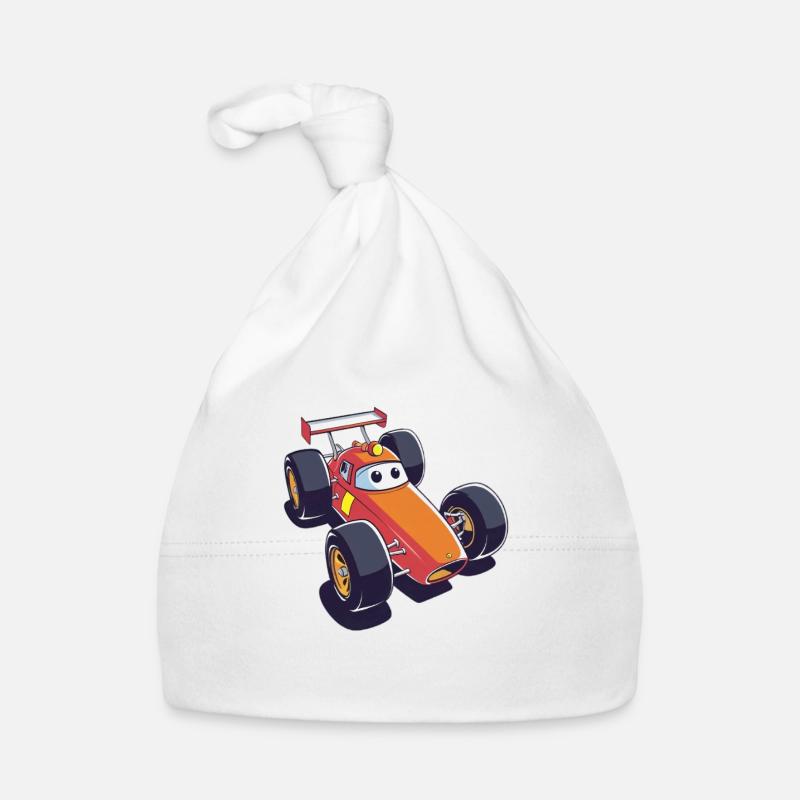 Voiture de course de dessin animé avec de grands yeux Bonnet bio Bébé