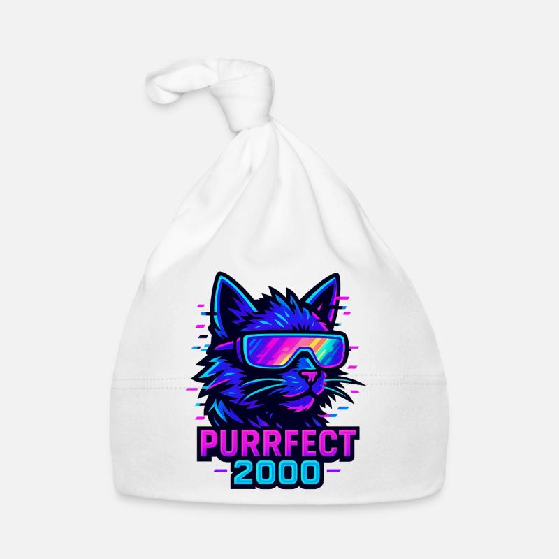 Neon Cat Purrfect 2000 Design Organic Baby Cap