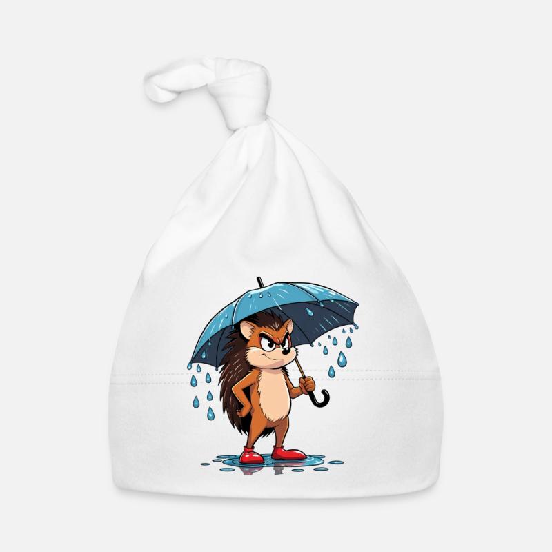 Cartoon Igel mit Regenschirm Baby Bio-Mütze