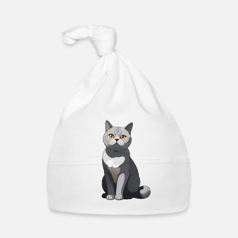 Illustration élégante d'un chat gris Bonnet bio Bébé