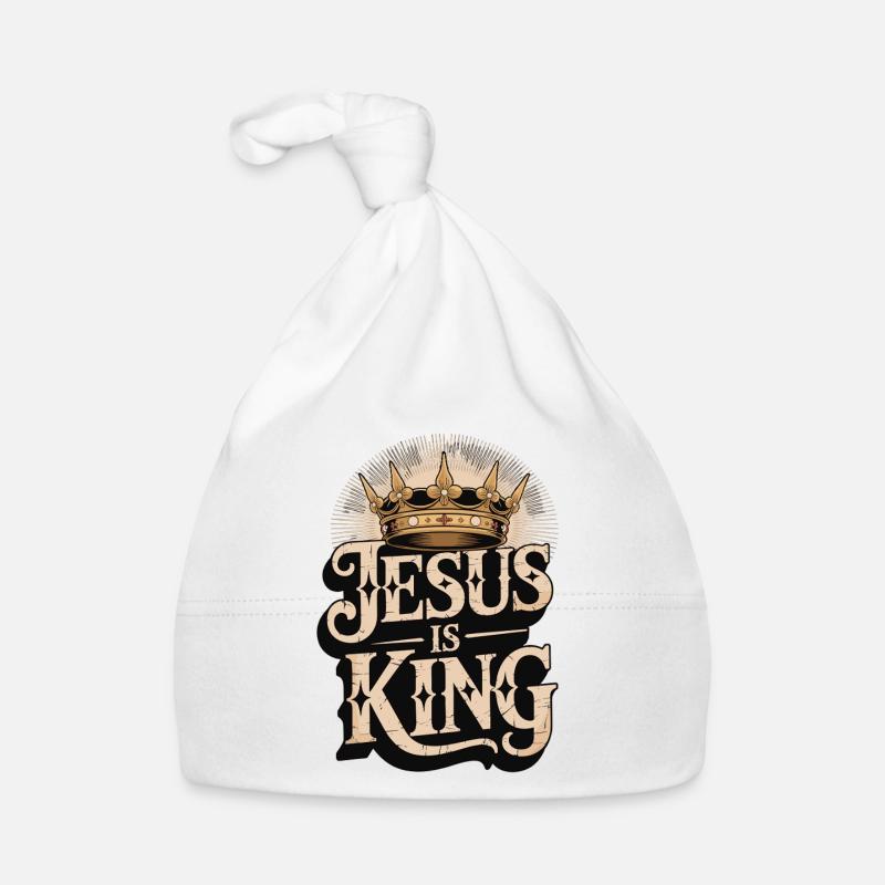 Jesus as King with Crown Design Organic Baby Cap
