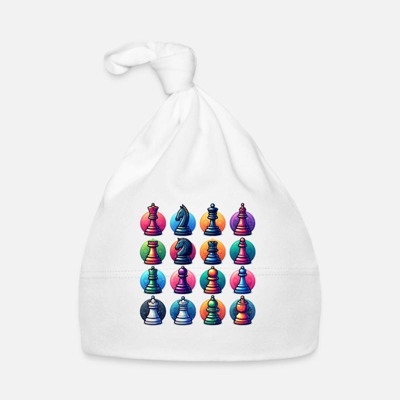 Pièces d’échecs colorées au look néon Bonnet bio Bébé