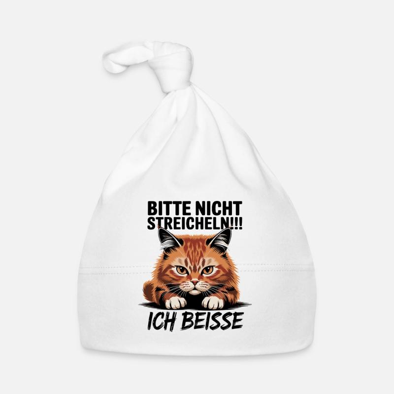Motif chat haut avec s’il vous plaît ne pas caresser Bonnet bio Bébé