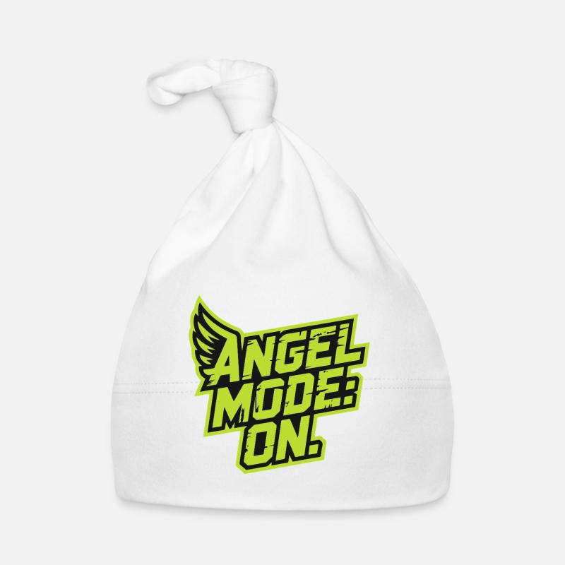 Modèles d’anges sur une typographie verte audacieuse Bonnet bio Bébé