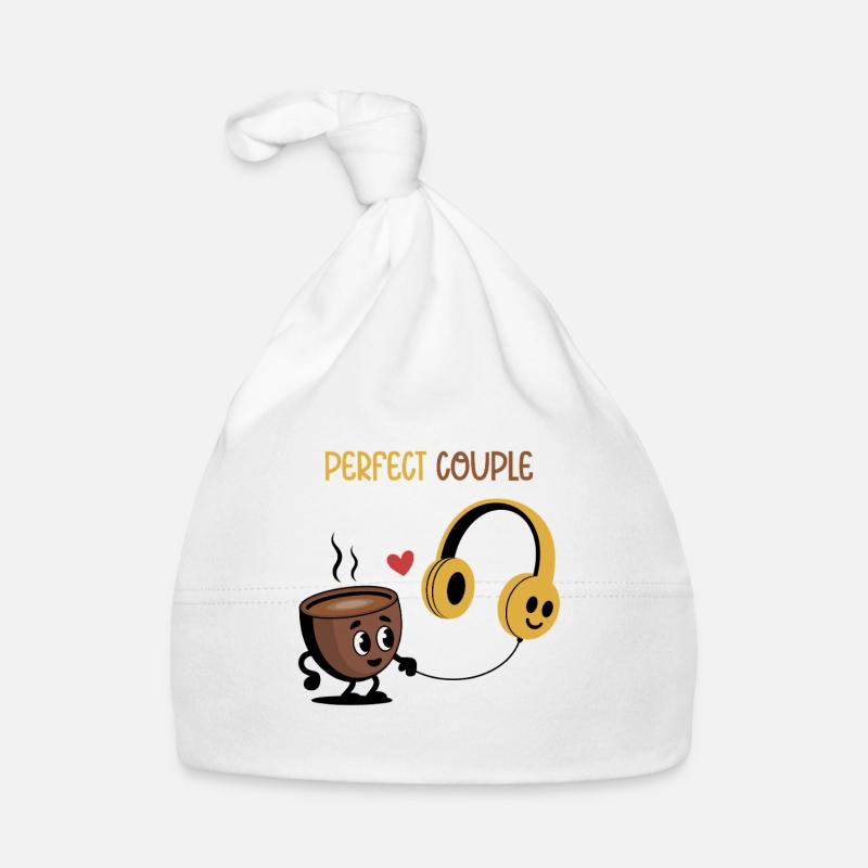 La tasse à café et les écouteurs aiment le design Bonnet bio Bébé