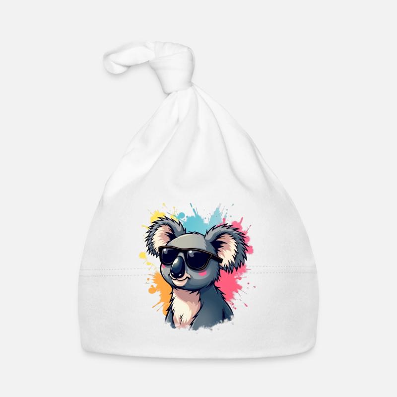 Koala cool avec des lunettes de soleil et une explosion de couleurs Bonnet bio Bébé