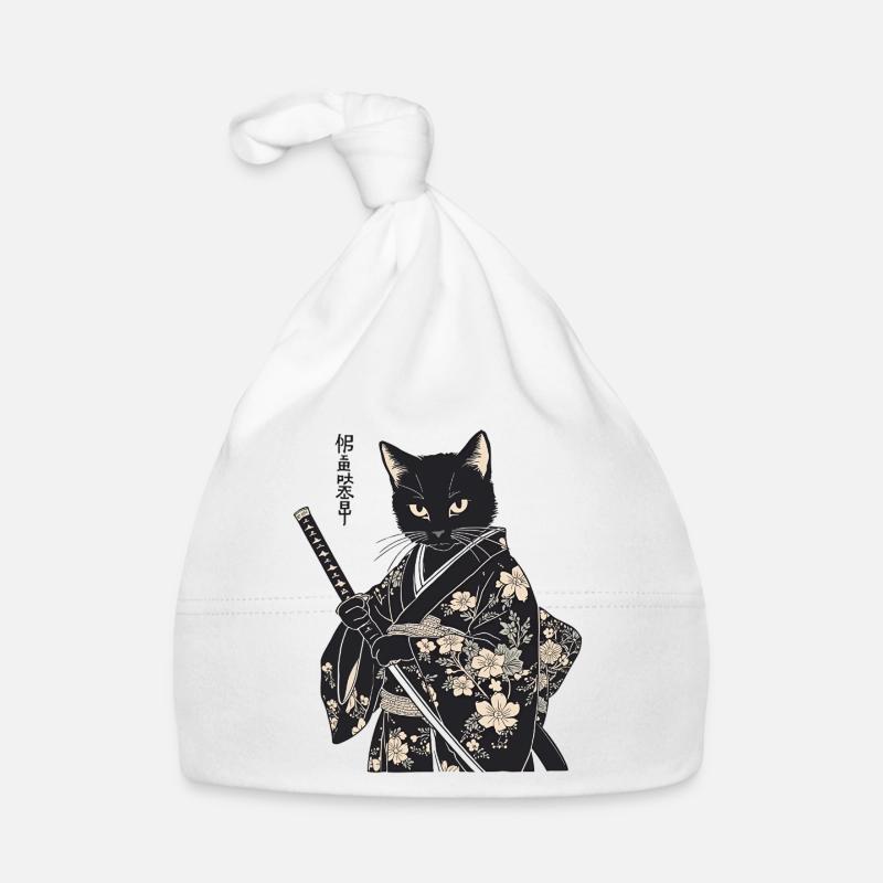 Samurai Katze – moderner japanischer Style Baby Bio-Mütze