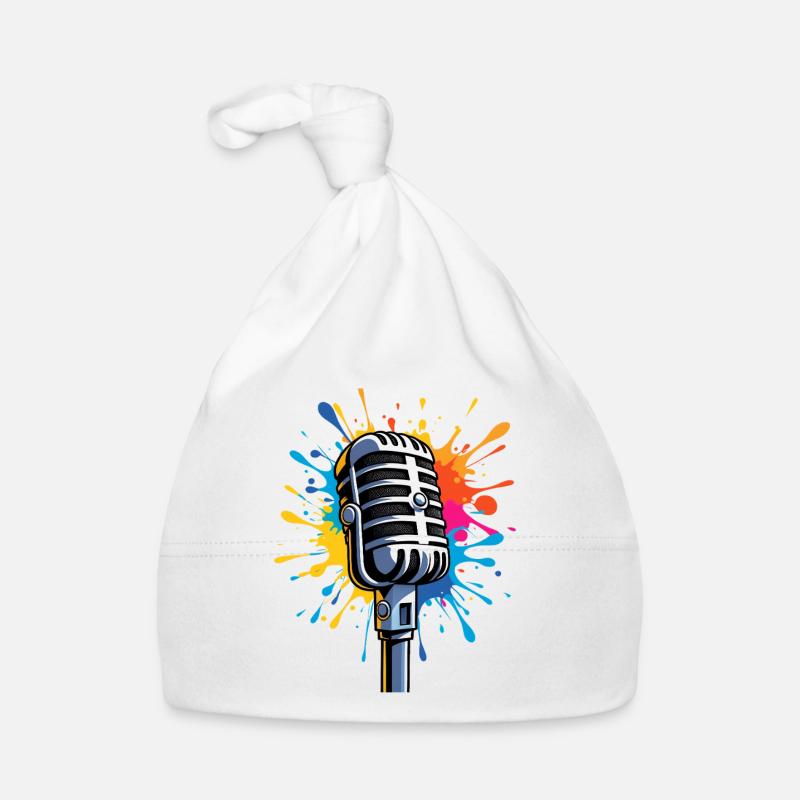 Impression artistique de microphone avec explosion de couleurs Bonnet bio Bébé