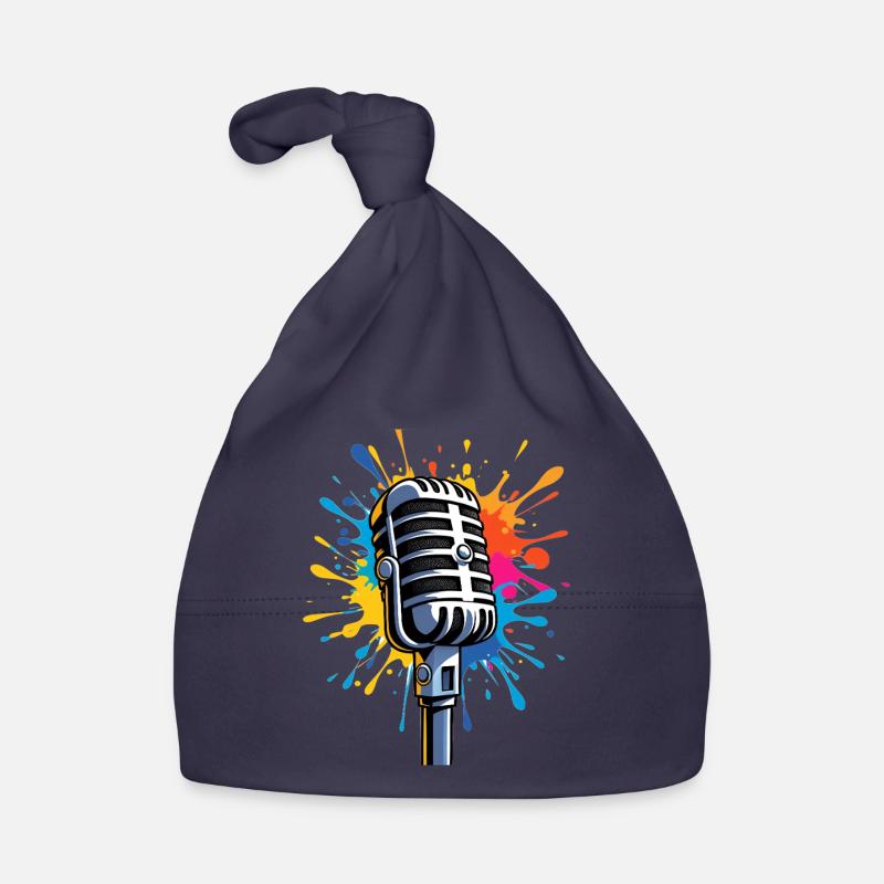 Impression artistique de microphone avec explosion de couleurs Bonnet bio Bébé