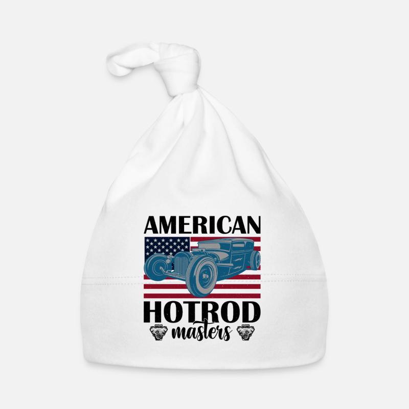 Amerikanisches Oldtimer mit Flaggenhintergrund Baby Bio-Mütze