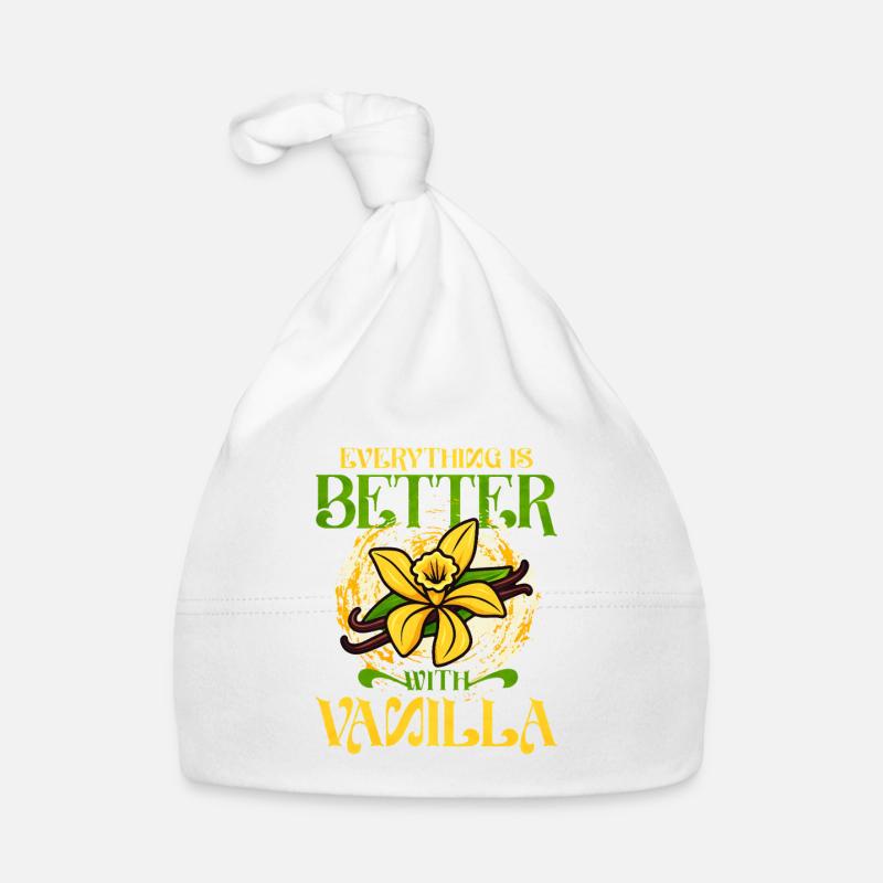 Vanille mit Vanilleblume Baby Bio-Mütze