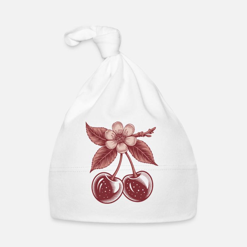 oho Retro Kirsche & Blüte Vintage-Illustration Baby Bio-Mütze