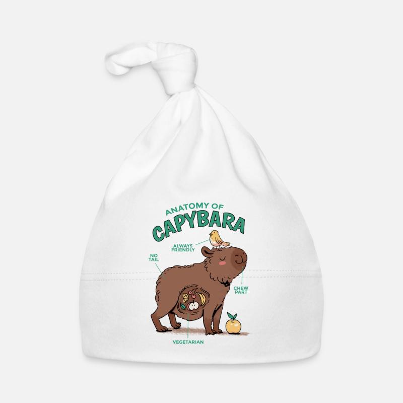 Anatomie du Capybara Illustration Amusante - Bonnet bio Bébé - blanc