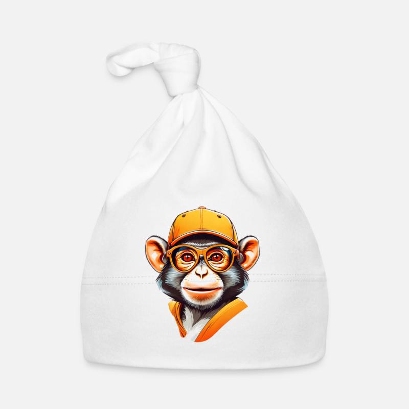 Cool Affe mit Cap und Brille Baby Bio-Mütze