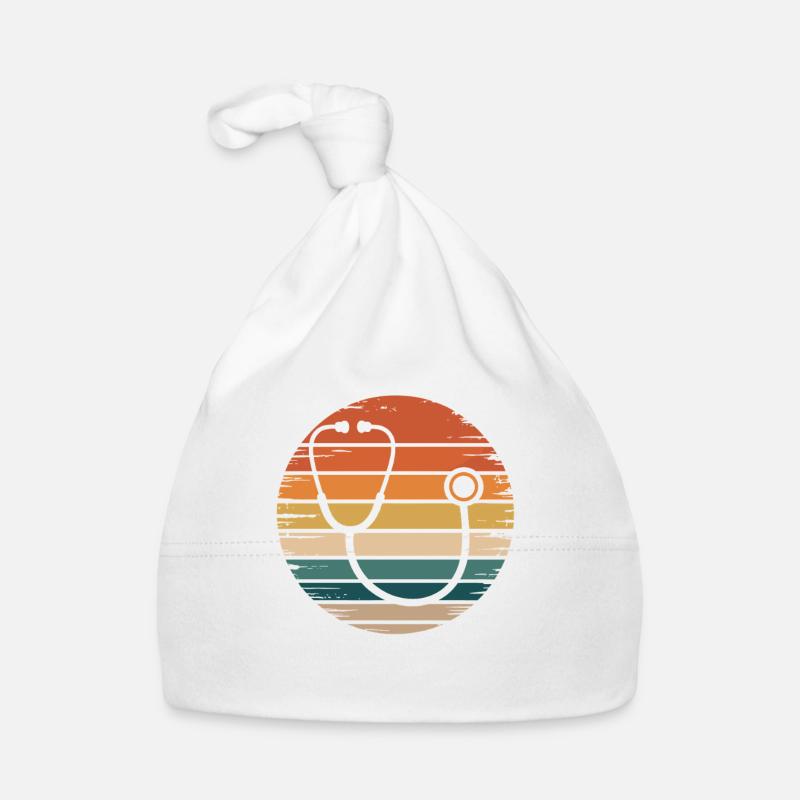 Coucher de soleil rétro avec stéthoscope Bonnet bio Bébé