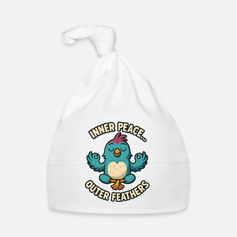 Inner Peace Outer Feather Design Organic Baby Cap