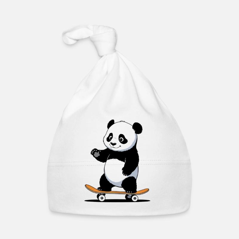Ours câlin Panda sur planche à roulettes Bonnet bio Bébé