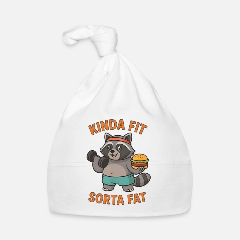 Kinda Fit Sorta Fat Drôle Gym Mignon Hippopotame Rétro - Bonnet bio Bébé - blanc