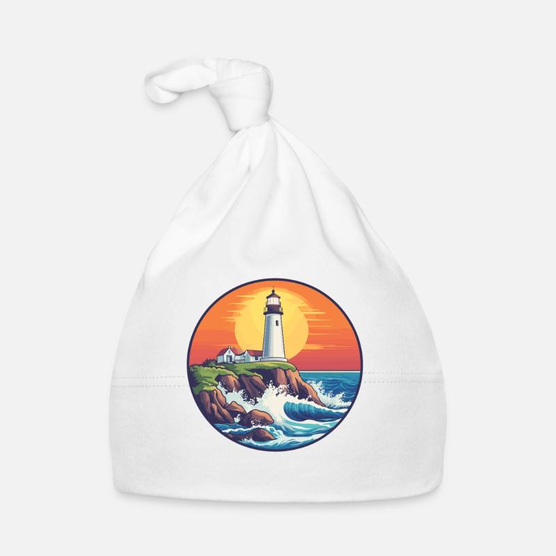 Phare au coucher du soleil Bonnet bio Bébé