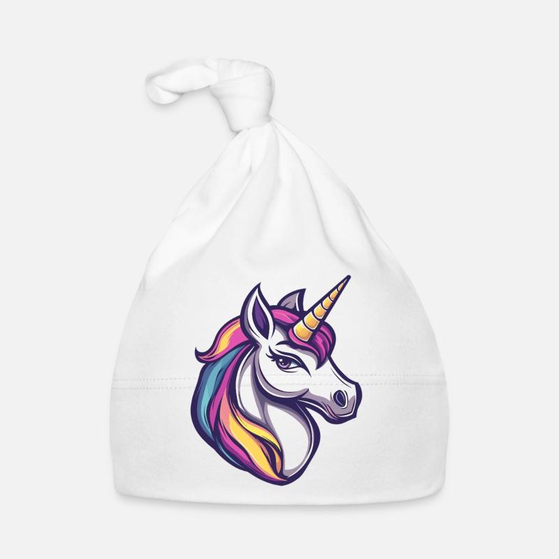 Bunter Einhorn Kopf Illustration Baby Bio-Mütze