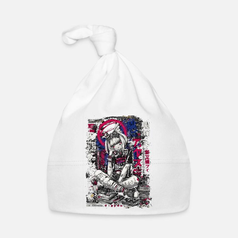 Fille cyberpunk avec un design graffiti Bonnet bio Bébé
