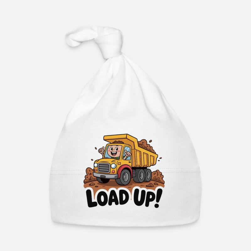 Dessin animé de camion à benne basculante de construction Bonnet bio Bébé