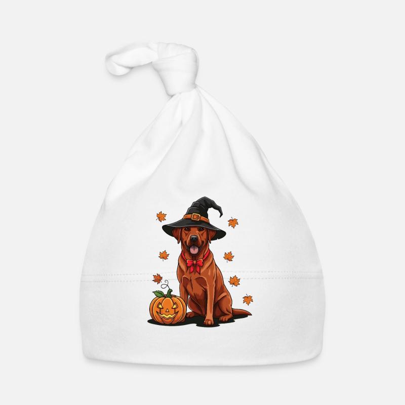 Labrador d'Halloween avec un chapeau de sorcière Bonnet bio Bébé