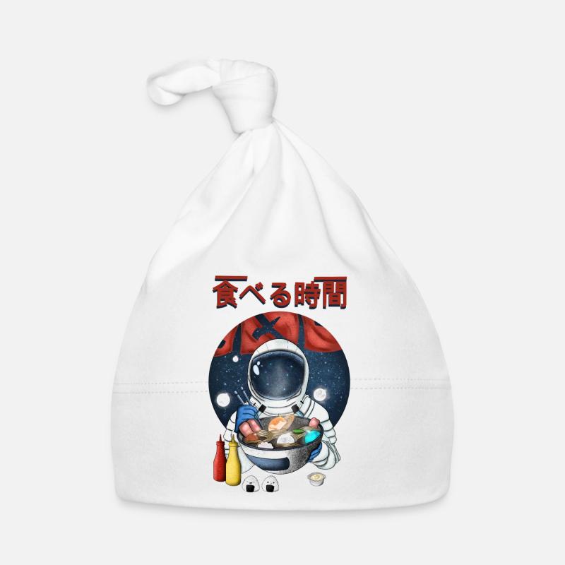 Astronaute mangeant des ramen Nightscape - Bonnet bio Bébé - blanc