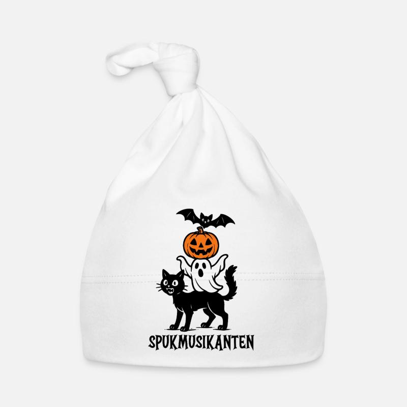 Haunted Musicians – Cat, Ghost, Pumpkin and Bat Organic Baby Cap