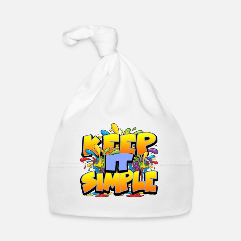 Bunter Slogan Keep it Simple Baby Bio-Mütze