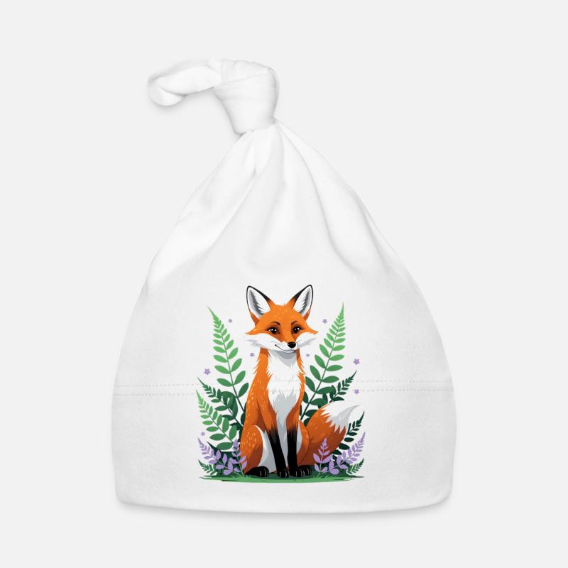 Wald-Fuchs mit Blumen und Blättern Baby Bio-Mütze