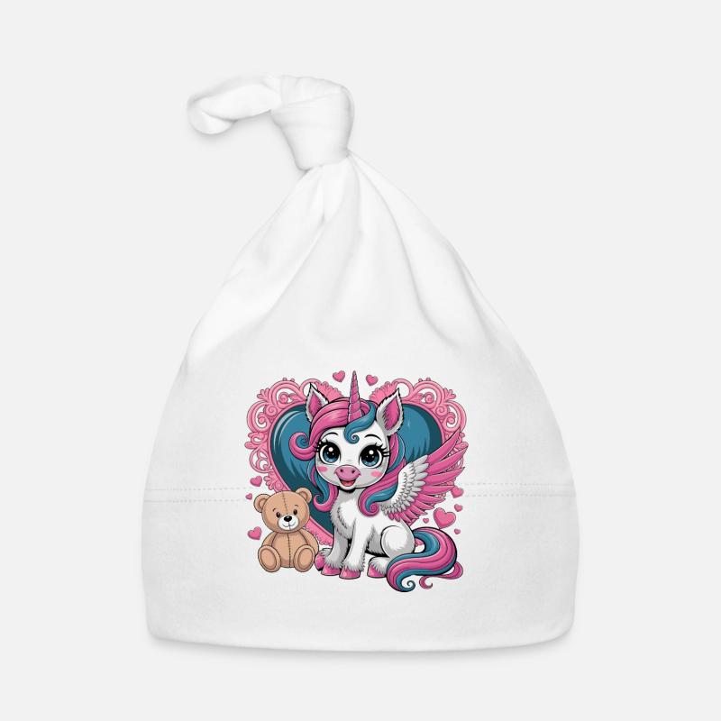 Niedlicher Einhorn-Freund mit Flügeln Baby Bio-Mütze