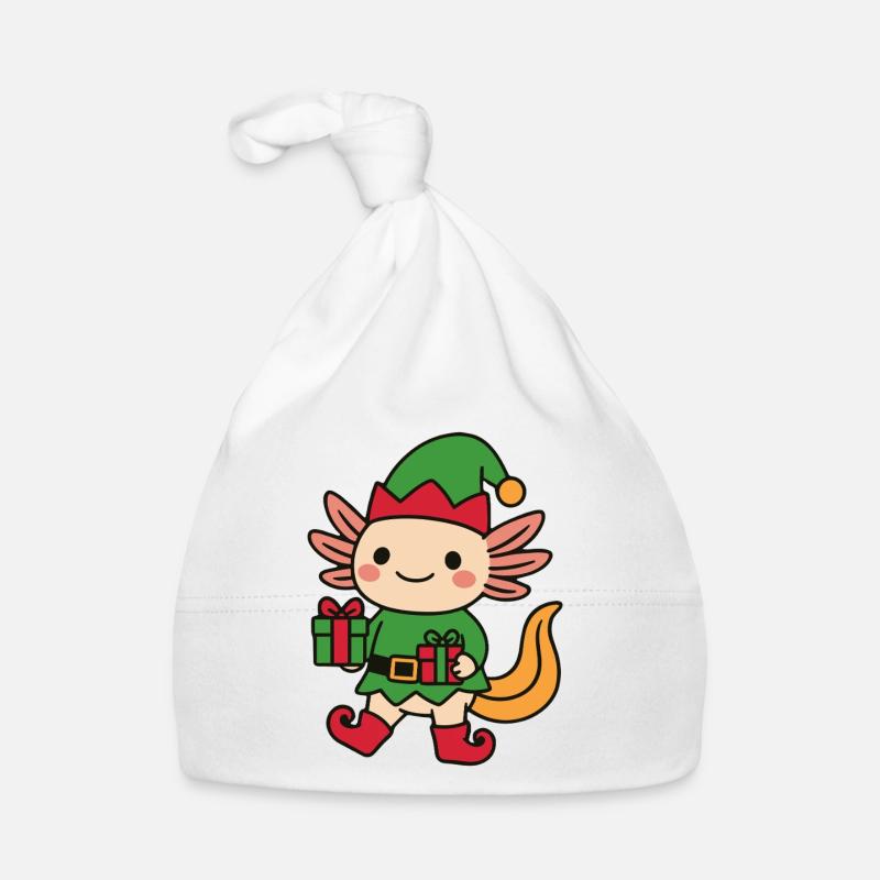 Axolotl cute as a Christmas gnome Organic Baby Cap