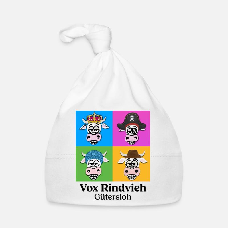 Cow Quartet VR with Text - Organic Baby Cap - white