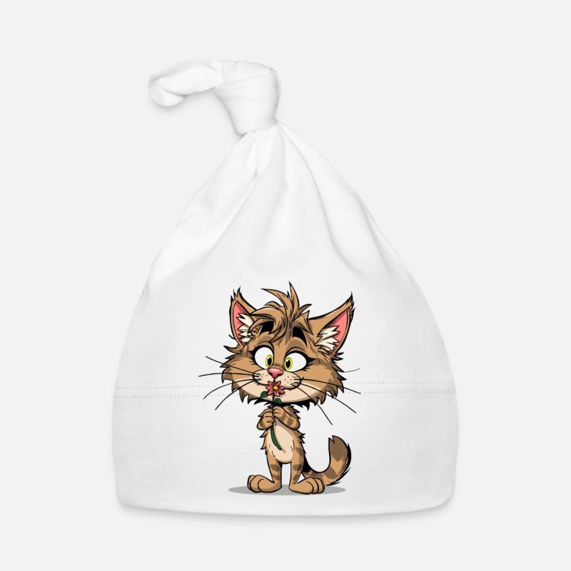 Cute cat with flower Organic Baby Cap